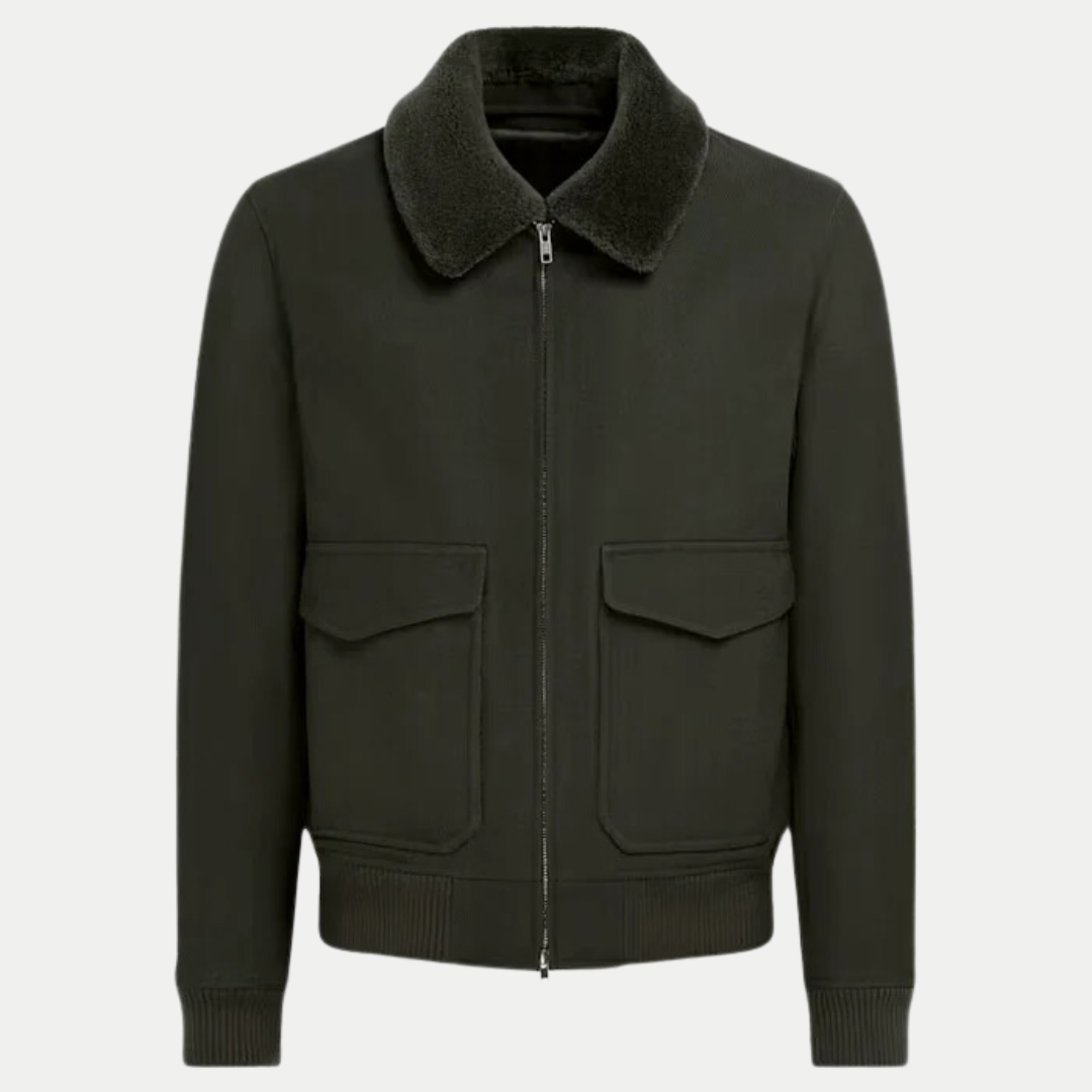 Chaqueta Bomber de Invierno Cálida Verde Militar Hombre