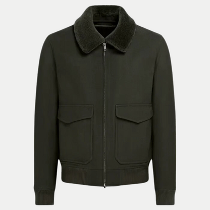 Chaqueta Bomber de Invierno Cálida Verde Militar Hombre