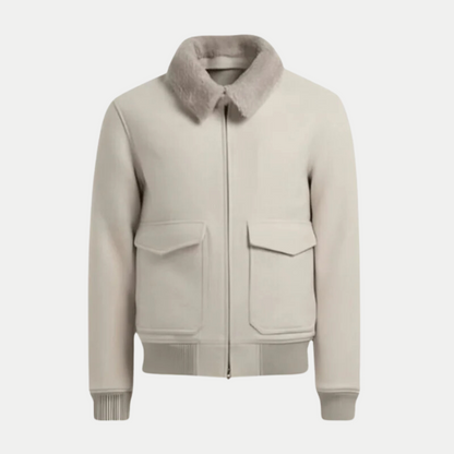 Chaqueta Bomber Cálida de Invierno Beige Hombre