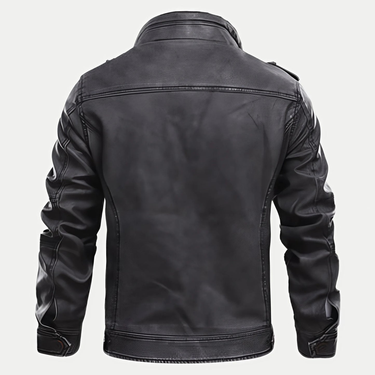 Chaqueta de cuero negra clásica premium hombre