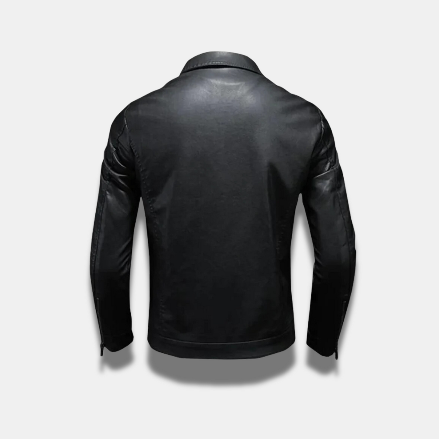 Chaqueta de cuero genuino negra premium hombres