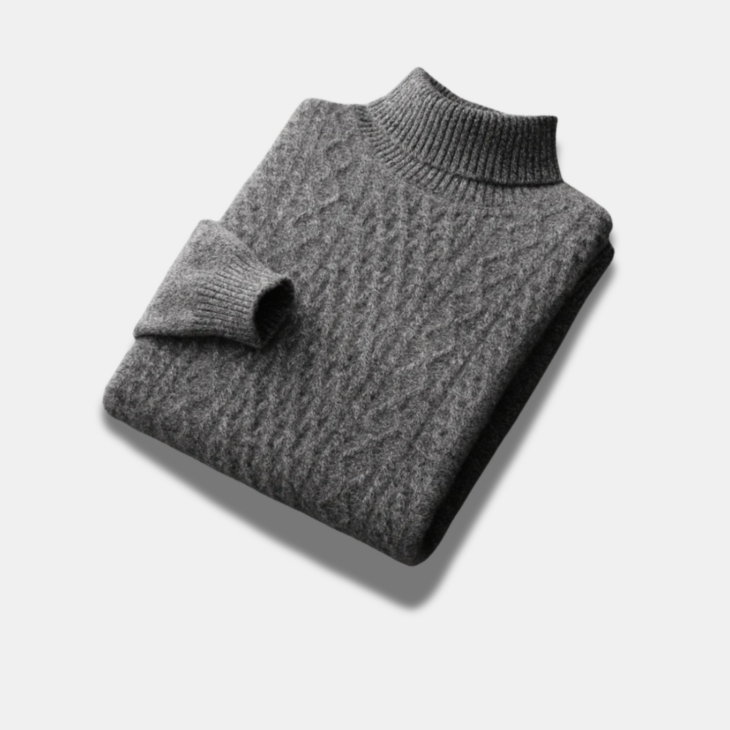 Suéter de cuello alto de lana merino clásico premium hombre