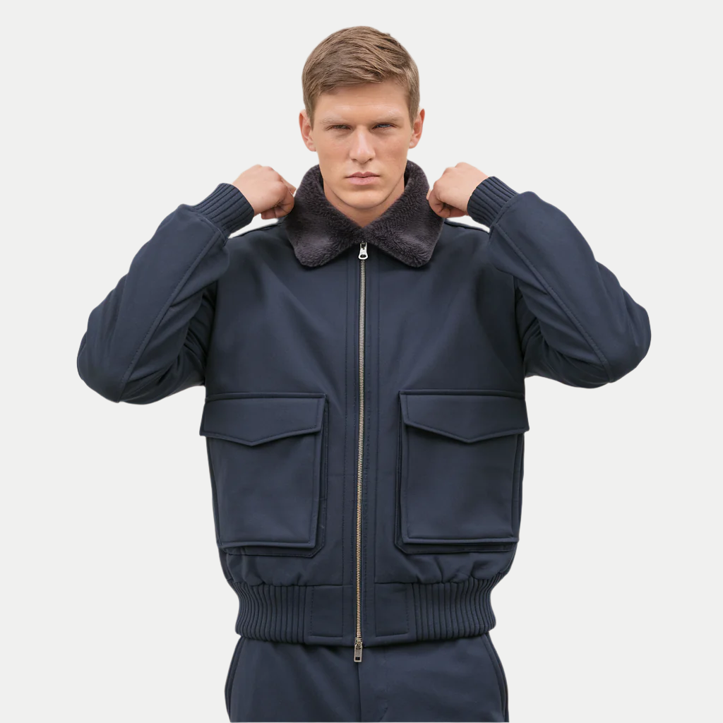 Chaqueta bomber invierno resistente cálida azul hombre