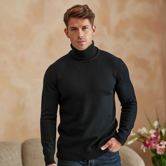 Jersey de cuello alto de lana suave para hombre